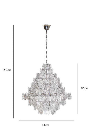 Dimension image of the Showstopping Multi-Layer Glass Chandelier