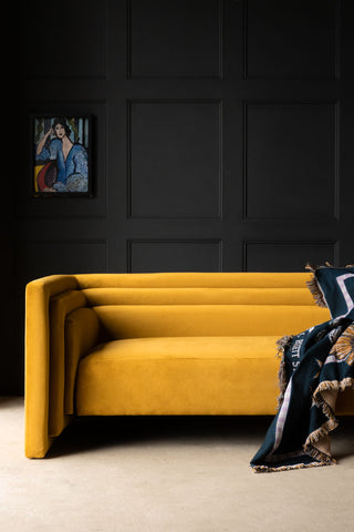 Detail image of the Mustard Art Deco Stepped Sofa