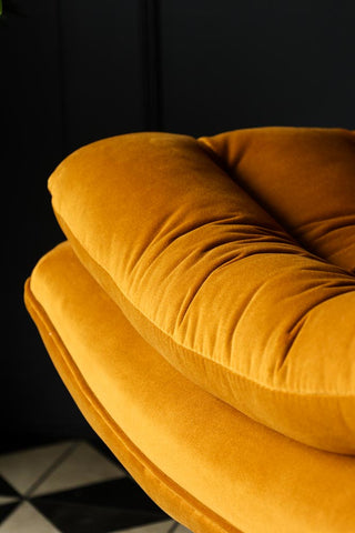 Detail image of the Mustard Velvet Swivel Chair