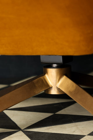 Image of the base of the Mustard Velvet Swivel Chair