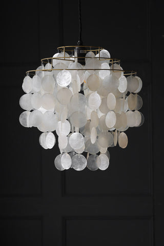 Lifestyle image of the Natural Shell Tiered Ceiling Light