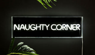 Landscape image of the Naughty Corner LED Neon Acrylic Light Box