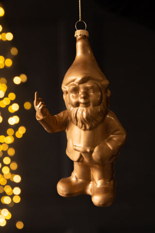 Image of the Naughty Gold Gnome Christmas Tree Decoration