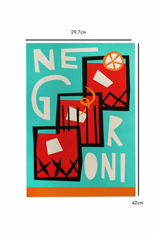 Dimension image of the Negroni By Fox & Velvet A2 Art Print With Black Wooden Frame