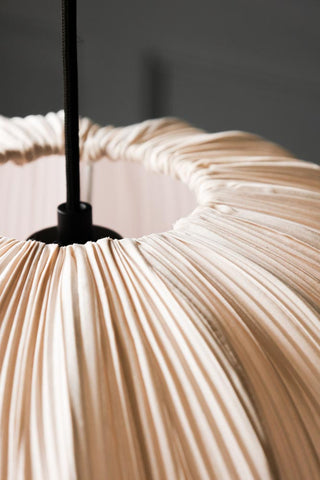Close-up image of the Neutral Pleated Fabric Ceiling Light