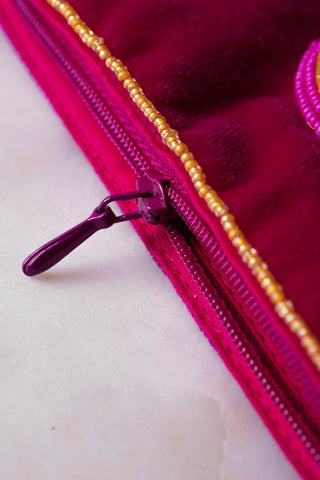 Image of the zip for the Pink Velvet Lightning Eyes Purse
