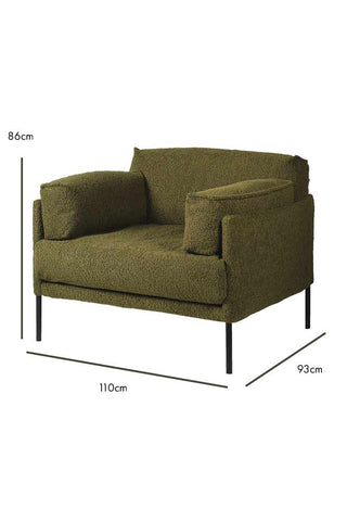 Dimension image of the Olive Chunky Boucle Armchair
