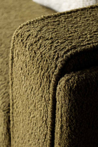 Close-up image of the Olive Chunky Boucle Sofa