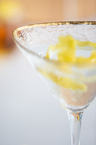 Close-up image of the inside of the gold rim on the Organic Cocktail Glass