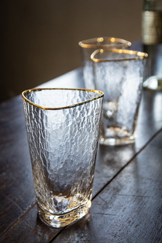 Image of the Organic Highball Glass With Gold Rim