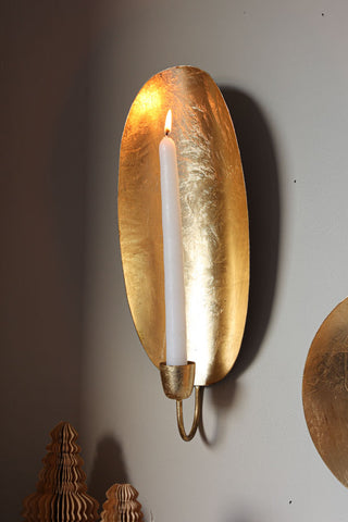 Image of the Oval Gold Leaf Candlestick Holder Wall Sconce