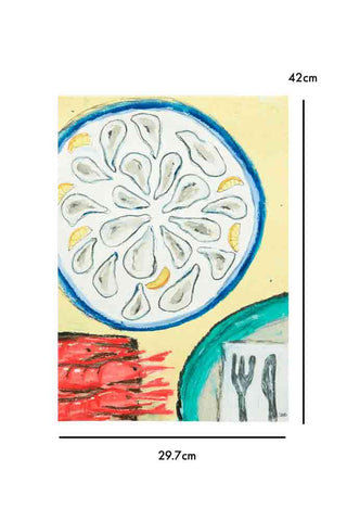 Image of the Oyster Art Print By Selma Guéniau on a white background with dimensions