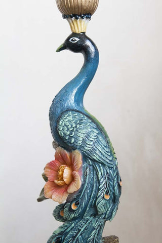 Close-up image of the Spectacular Peacock Candle Holder