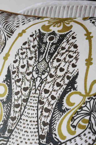 Lifestyle image of the Peacock Velvet Cushion pattern