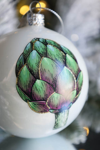 Close-up image of the Artichoke Bauble Christmas Tree Decoration