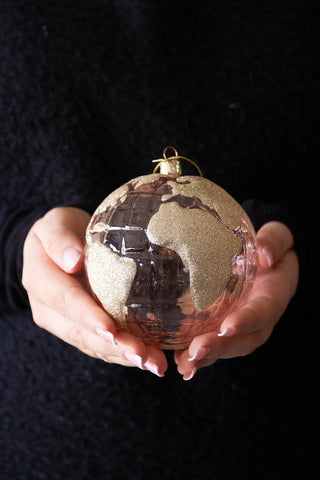 Detail image of the Pink & Gold Globe Christmas Decoration