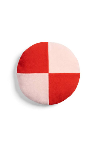 Image of the Pink & Red Round Checkered Cushion on a white background