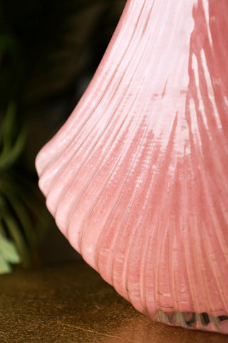 Close-up image of the pattern on the Pink Glass Art Deco Decanter