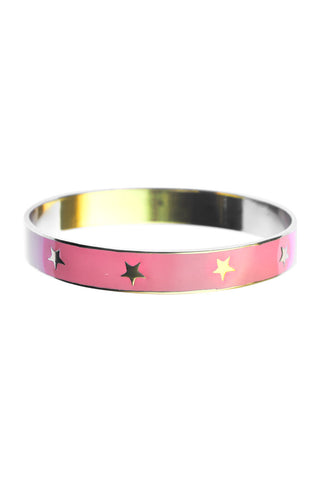 Image of the Pink Star Enamel Bangle on a white background