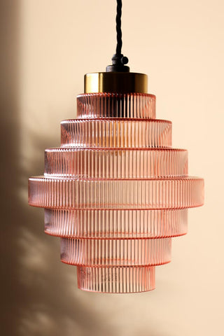 Close-up image of the Pink Tiered Glass Easyfit Ceiling Shade