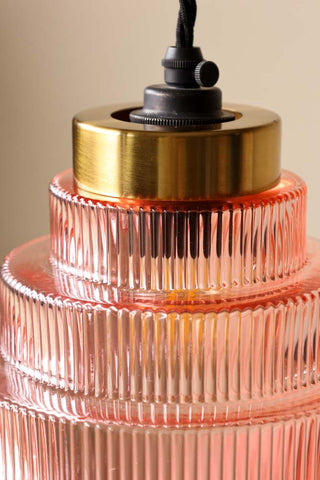 Image of the top of the Pink Tiered Glass Easyfit Ceiling Shade