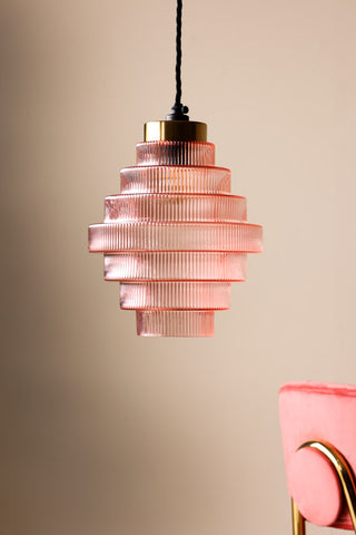 Image of the Pink Tiered Glass Easyfit Ceiling Shade
