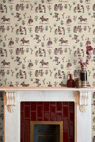 Lifestyle image of the Poodle & Blonde Cliftonville Cowgirls Lasso Wallpaper