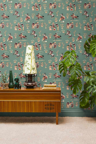 Lifestyle image of the Poodle & Blonde Cliftonville Cowgirls Mirage Wallpaper