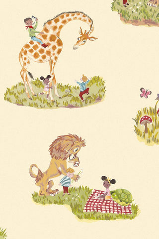 Close-up image of the Poodle & Blonde Story Time Daisy Wallpaper