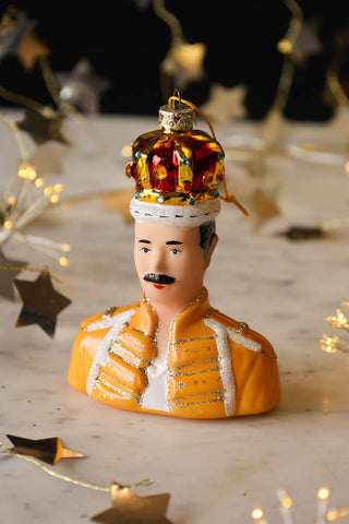 Image of the Freddie Inspired Christmas Tree Decoration on a Christmas table.