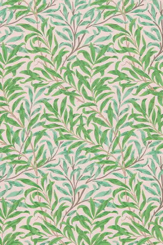 Image of the Queen Square Wallpaper - Willow Bough Bitter - Pink & Green Leaf