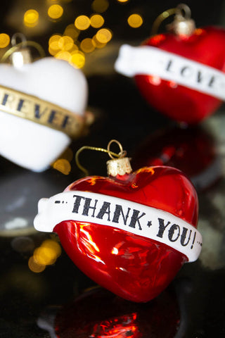 Image of the Red Thank You Heart Christmas Tree Decoration