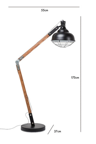 Dimension image of the Retro Desk Lamp-Style Floor Lamp