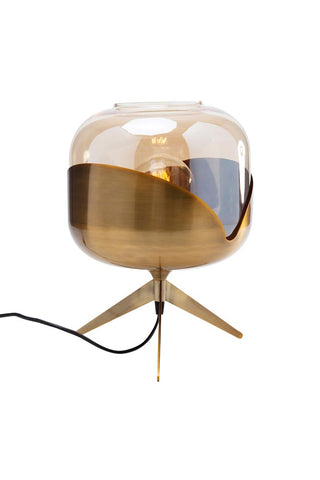 Image of the Retro Golden Glass Tripod Table Lamp on a white background