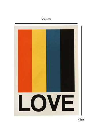 Dimension image of the Retro Stripe LOVE Sundaze By Frances Collett A2 Art Print With Black Wooden Frame