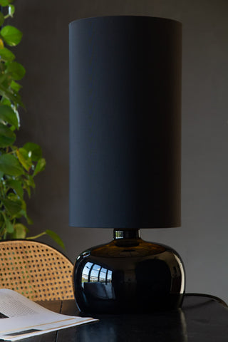 Lifestyle image of the Retro Seventies Black Table Lamp With Shade