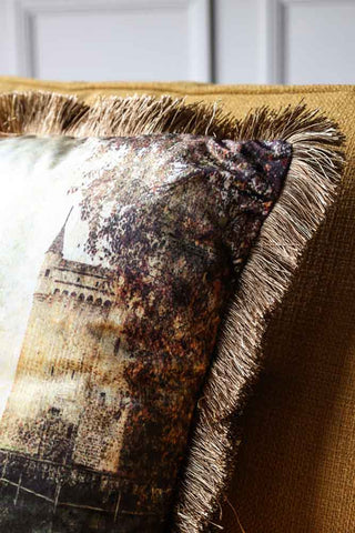 Close-up image of the River Scene Cushion
