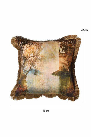 Dimension image of the River Scene Cushion