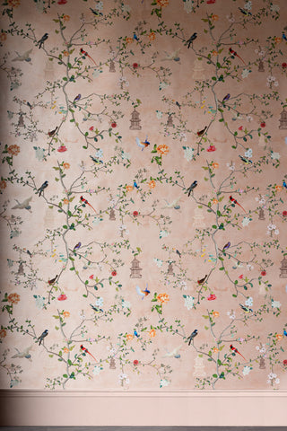 Image of the Rockett St George Modern Chinoiserie Watermelon Blush Wallpaper