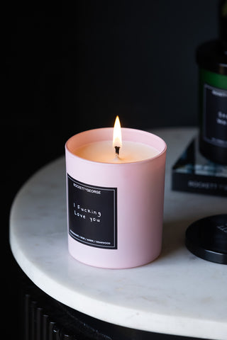 Lifestyle image of the Rockett St George Pink I Fucking Love You Scented Candle