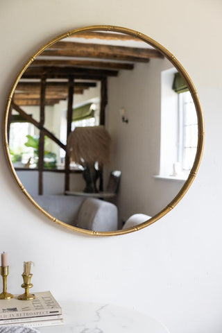 Image of the Round Antique Gold Wall Mirror