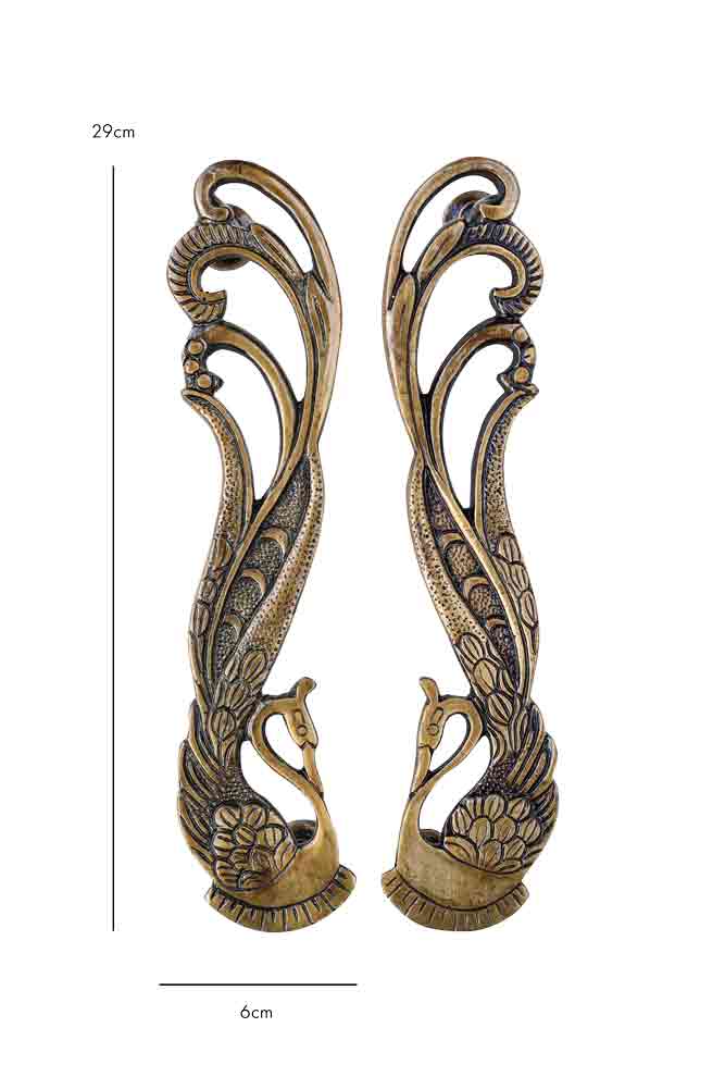 Set Of 2 Art Deco Brass Swan Door Handles