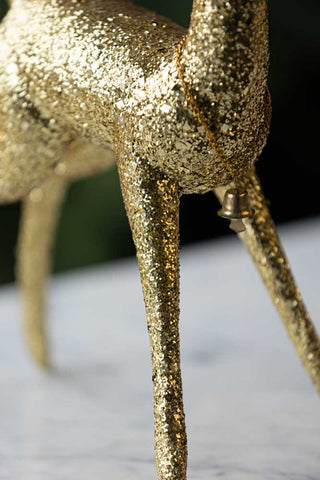 Image of the detail for the Set Of 2 Gold Glitter Deer Figures