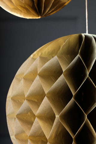 Detail image of the Set Of 2 Gold Honeycomb Ball Decorations