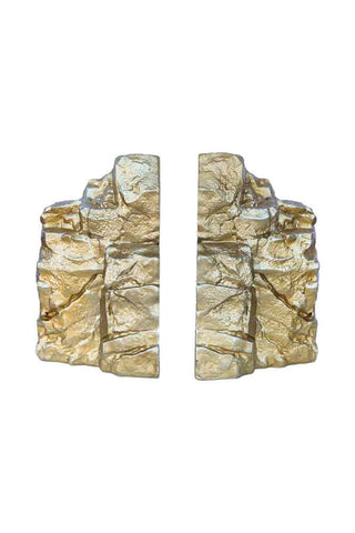 Image of the Set Of 2 Gold Split Rock Bookends on a white background