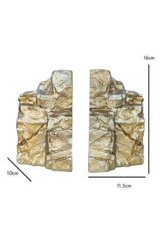 Dimension image of the Set Of 2 Gold Split Rock Bookends