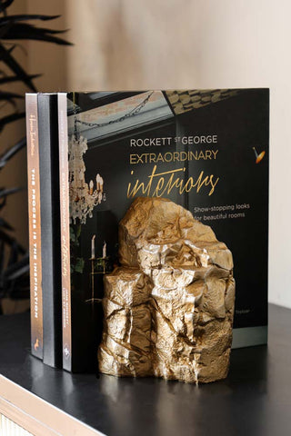 Image of the Set Of 2 Gold Split Rock Bookends