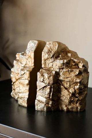 Detail image of the Set Of 2 Gold Split Rock Bookends