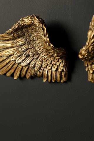 Close-up image of the Set Of 2 Gold Angel Wings