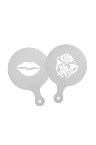 Image of the Set Of 2 Lips & Floral Coffee Stencils on a white background